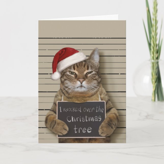 Mugshot Cat Christmas Card (Front)