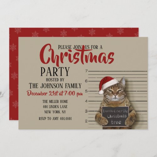 Mugshot Cat Christmas      Invitation