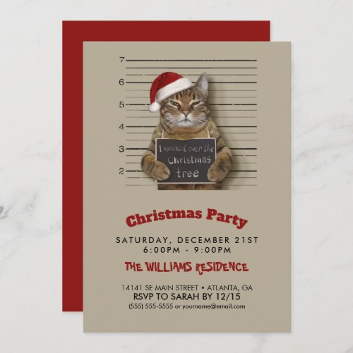 Mugshot Cat Christmas         Invitation