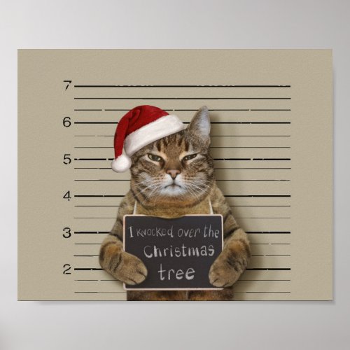 Mugshot Cat Christmas Poster
