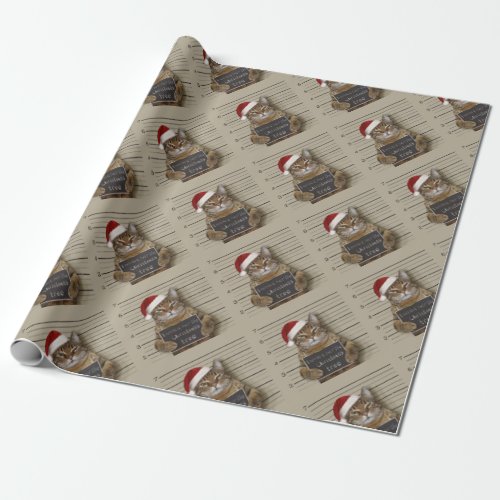 Mugshot Cat Christmas Wrapping Paper
