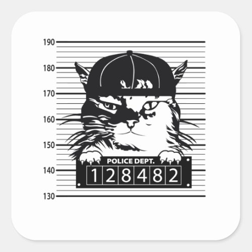 Mugshot Cat Square Sticker