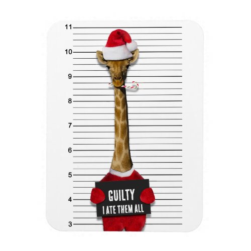 Mugshot Guilty Giraffe Funny Christmas Magnet