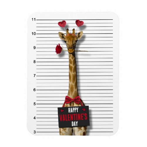 Mugshot Guilty Giraffe Funny Happy Valentines Day Magnet