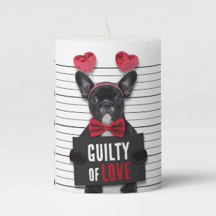 Mugshot Guilty Love Dog Funny Valentine's Day Pillar Candle