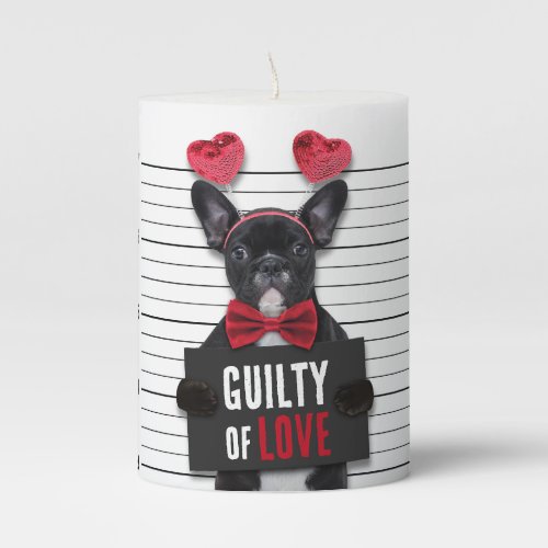 Mugshot Guilty Love Dog Funny Valentines Day Pillar Candle