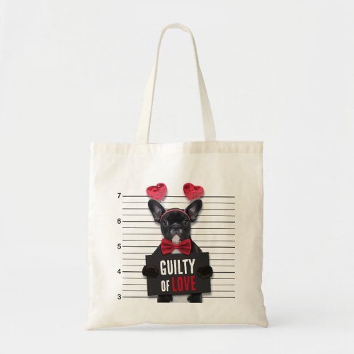 Mugshot Guilty Love Dog Valentines Day Funny Tote Bag