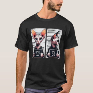 Mugshot Sphynx Sign Bad Cat Cute Humor & Cats Love T-Shirt