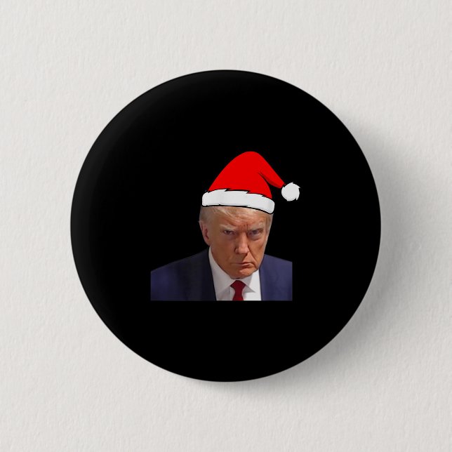 Mugshot Trump Picture - Prison Mug Shot Funny Chri Button (Front)
