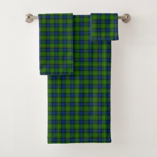 Muir Moore tartan green blue plaid Bath Towel Set