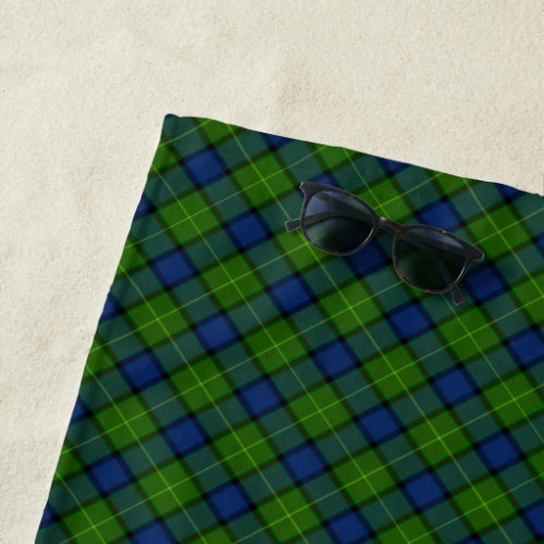 Muir Moore tartan green blue plaid Beach Towel