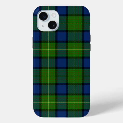 Muir Moore tartan green blue plaid iPhone 15 Plus Case