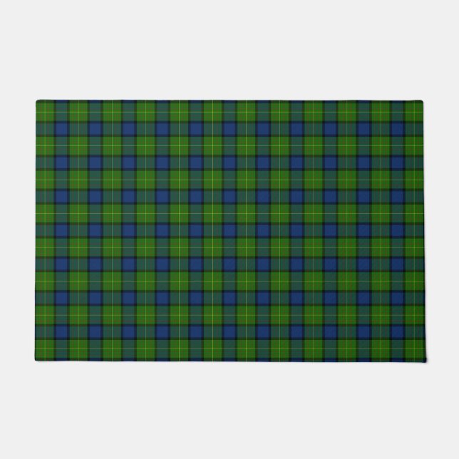 Muir Moore tartan green blue plaid Doormat (Front)