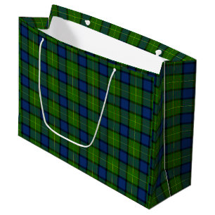 Muir Moore tartan green blue plaid Large Gift Bag