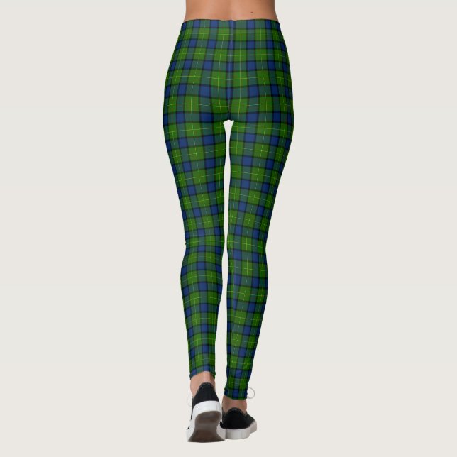 Muir Moore tartan green blue plaid Leggings (Back)