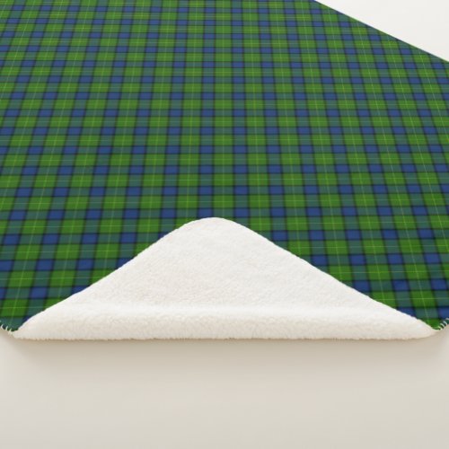 Muir Moore tartan green blue plaid Sherpa Blanket