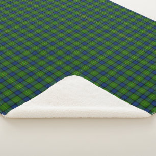 Muir Moore tartan green blue plaid Sherpa Blanket