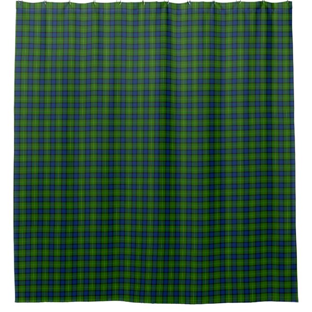 Muir Moore tartan green blue plaid Shower Curtain (Front)