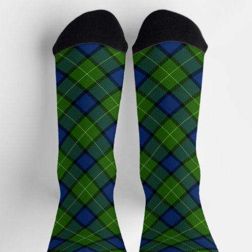 Muir Moore tartan green blue plaid Socks