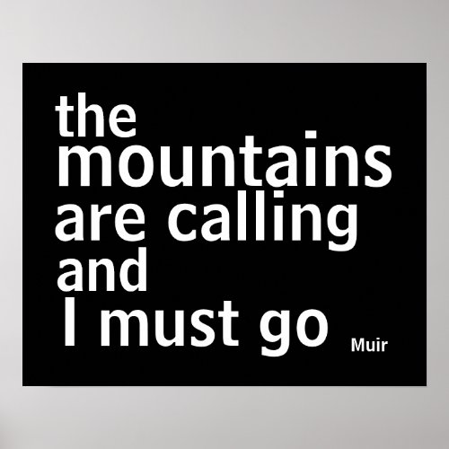 Muir quote poster bold black and white modern