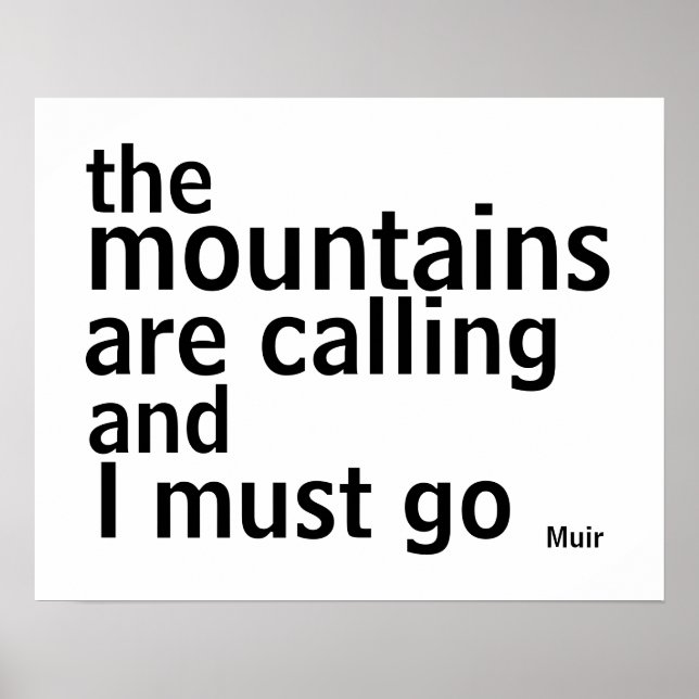 Muir quote poster bold black and white modern (Front)