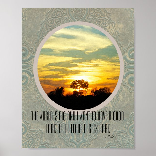 Muir quote poster sunset nature photograph (Front)