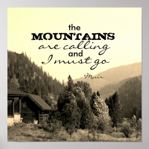 Muir quote poster the mountains are calling