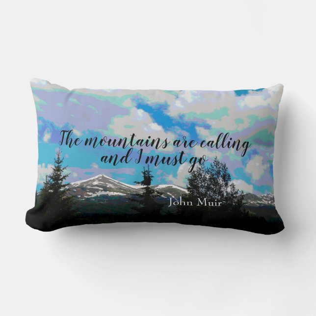 Muir quote throw pillow mountain landscape art (Front)