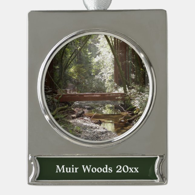 Muir Woods Bridge II Silver Plated Banner Ornament (Front)