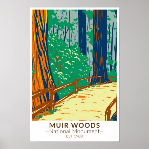 Muir Woods National Monument California Vintage Poster