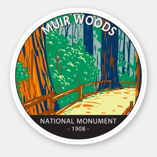 Muir Woods National Monument California Vintage Sticker