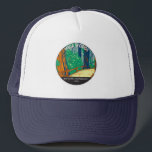 Muir Woods National Monument California Vintage  Trucker Hat<br><div class="desc">Muir Woods vector artwork design. It is an old-growth coastal redwood forest. Due to its proximity to the Pacific Ocean,  the forest is regularly shrouded in a coastal marine layer fog,  contributing to a wet environment that encourages vigorous plant growth.</div>
