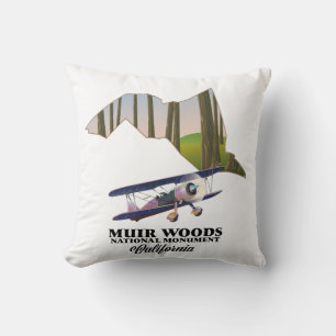 Muir Woods National Monument map travel poster. Throw Pillow