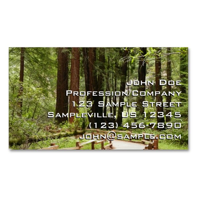 Muir Woods Path I Nature Photography Business Card Magnet (Front)
