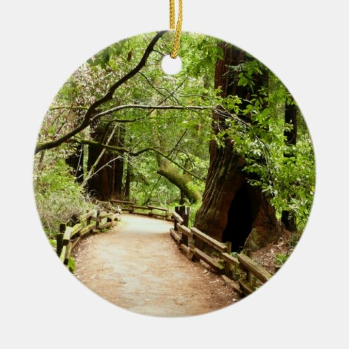 Muir Woods Path II Nature Photography Ceramic Ornament