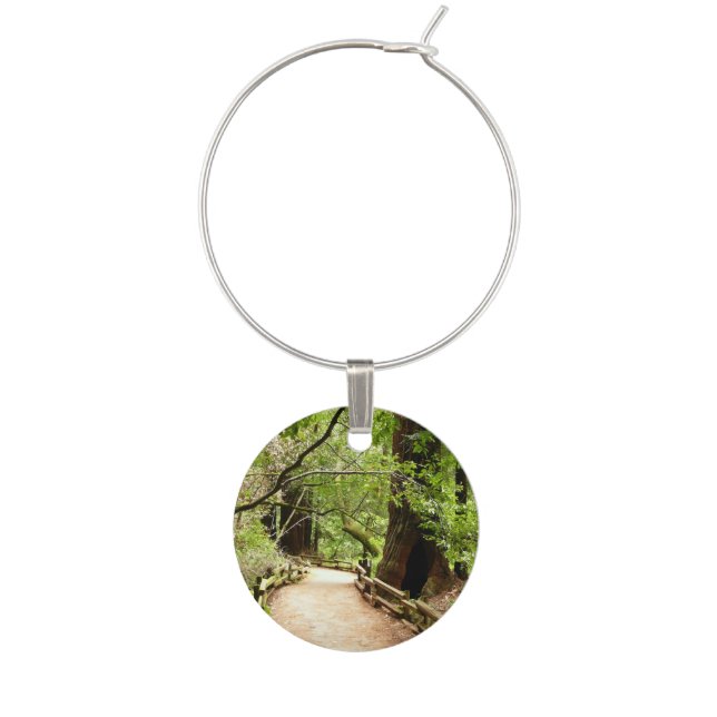 Muir Woods Path II Nature Photography Wine Glass Charm (Front)