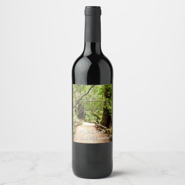 Muir Woods Path II Nature Photography Wine Label (Front)