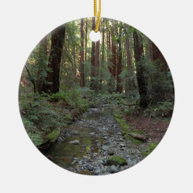 Muir Woods Stream Forest Landscape Ceramic Ornament (Front)