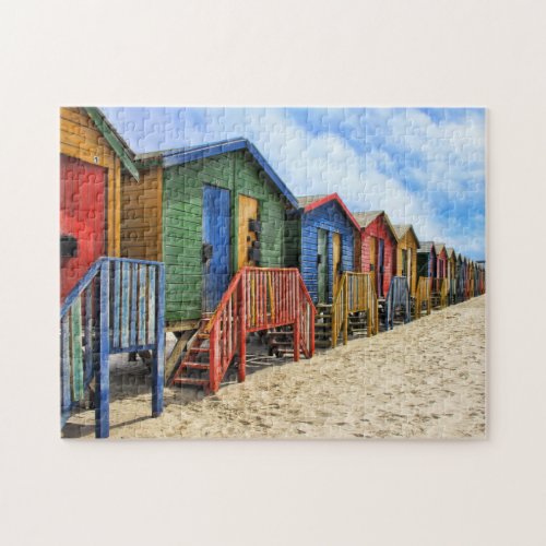 Muizenberg Colourful  Cottages on the  Beach Jigsaw Puzzle
