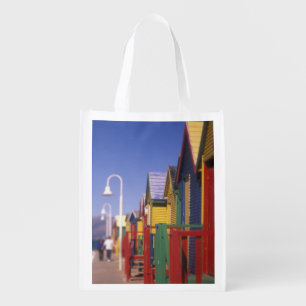 Muizenburg Bathing Boxes, near Capetown, South Grocery Bag