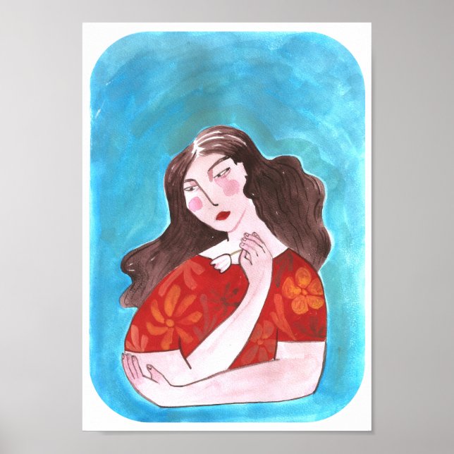 Mujer con Flor Poster (Front)