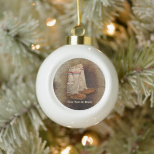 Mukluks On Caribou Fur Ceramic Ball Christmas Ornament