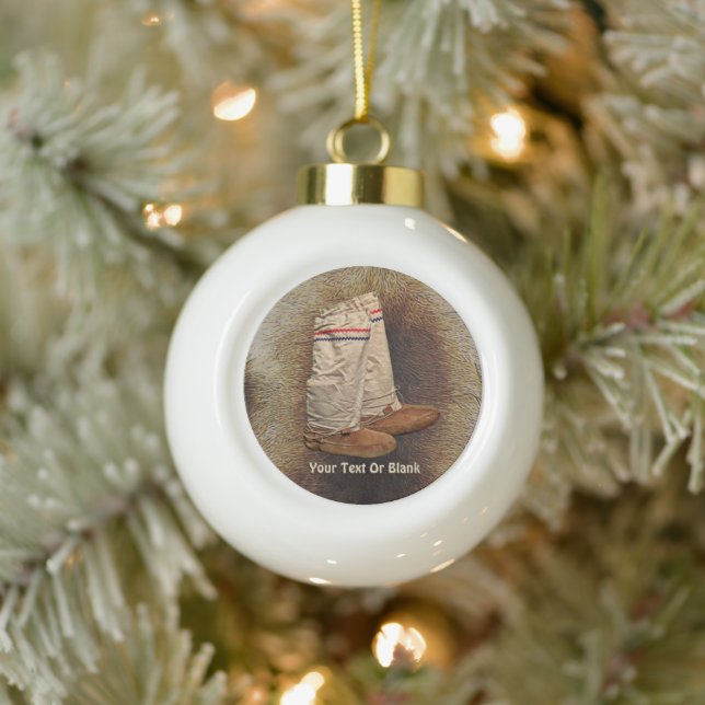 Mukluks On Caribou Fur Ceramic Ball Christmas Ornament (Tree)