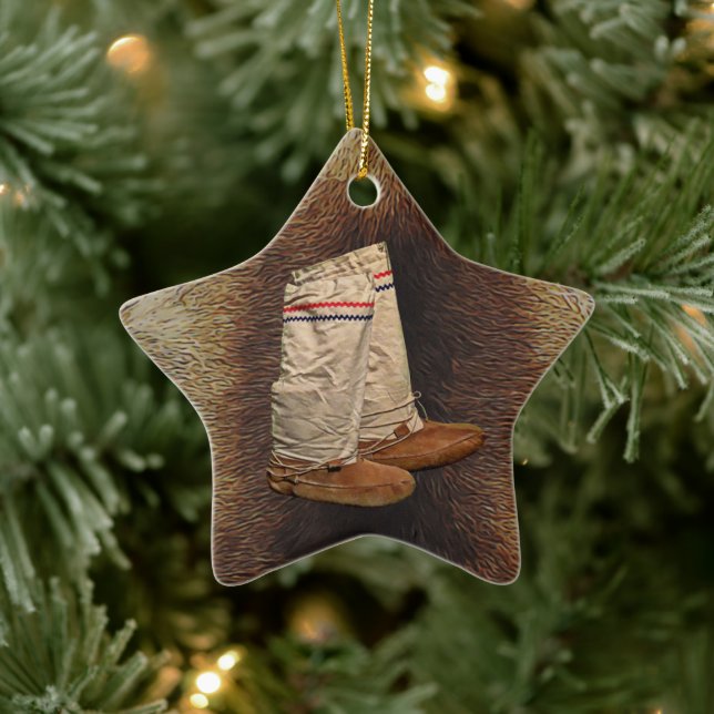Mukluks On Caribou Fur Ceramic Ornament (Tree)