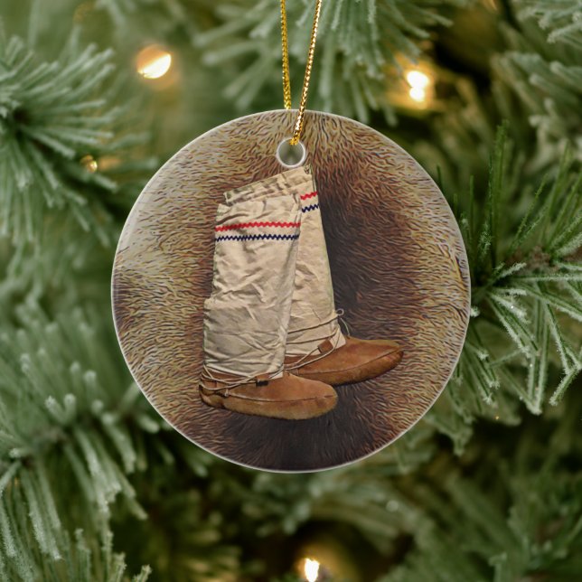 Mukluks On Caribou Fur Ceramic Ornament (Tree)