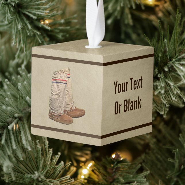 Mukluks On Old Paper Cube Ornament (Tree)