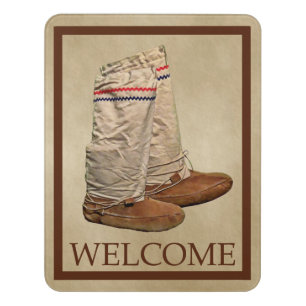 Mukluks On Old Paper - Welcome Door Sign
