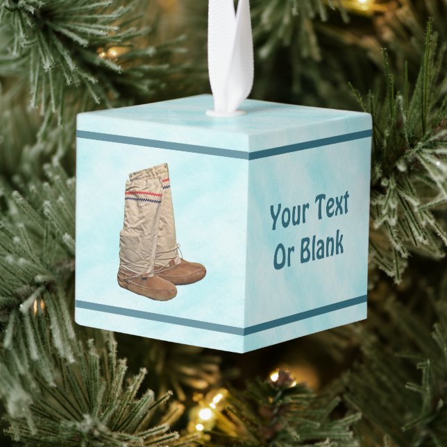 Mukluks On Snow Cube Ornament (Tree)