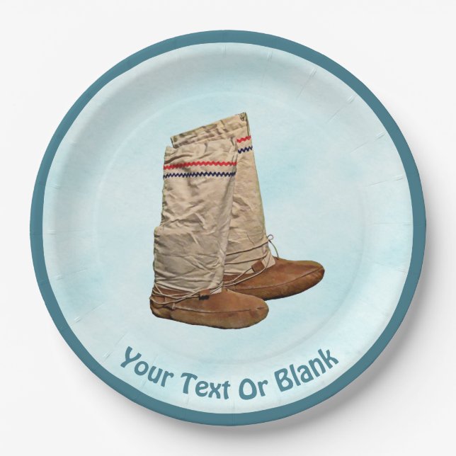Mukluks On Snow Paper Plates (Front)