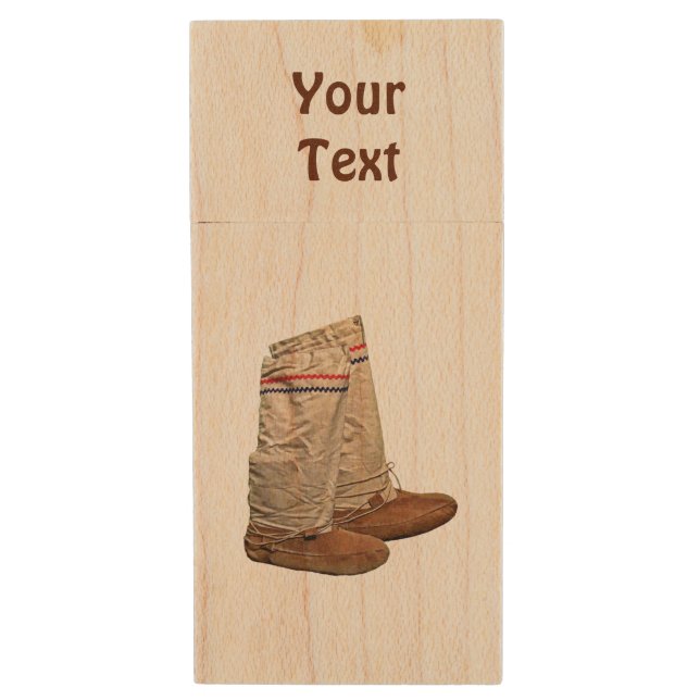Mukluks Wood USB Flash Drive (Front Vertical)